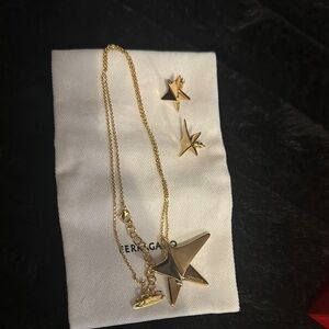 Ferragamo Gold Star Necklace and Earrings Set